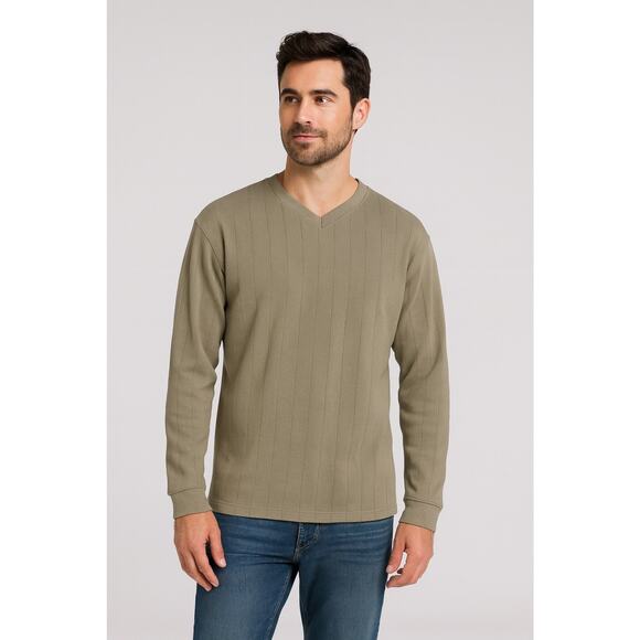 Columbia North Rim Pullover Sweater Men’s Medium Ribbed V-Neck long sleeved Tan - Picture 1 of 9